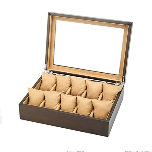 ZWH-Cajas para Relojes Madera 10 Reloj De La Joyería Soporte De Exhibición del Caso del Almacenaje del Organizador De La Caja De Cristal con La Tapa De Bloqueo (Color : A) Cover