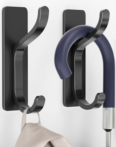 Adhesive Wall Hooks for Hanging: 2-Pack Coat Hooks for Towel,