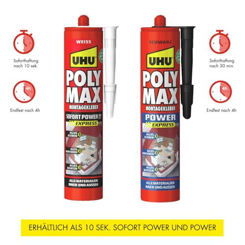 UHU POLY MAX POWER Montagekleber transparent, Kartusche 300g
