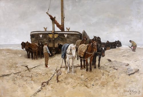 Pintura mural en lienzo de alta calidad con barcos de pesca de Anton Mauve para salón y hogar