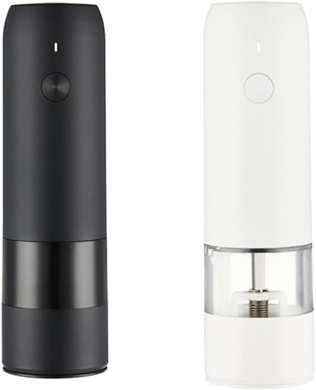 2Pcs Electric Salt Pepper Grinder Set Charge Spice Mill Grinder Adjustable Coarseness Pepper Mill Grinder Kitchen Tools(J)