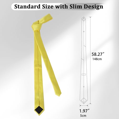 Image of Landisun Black Tie Men Women Solid Skinny Ties Slim Ties Satin Tie
