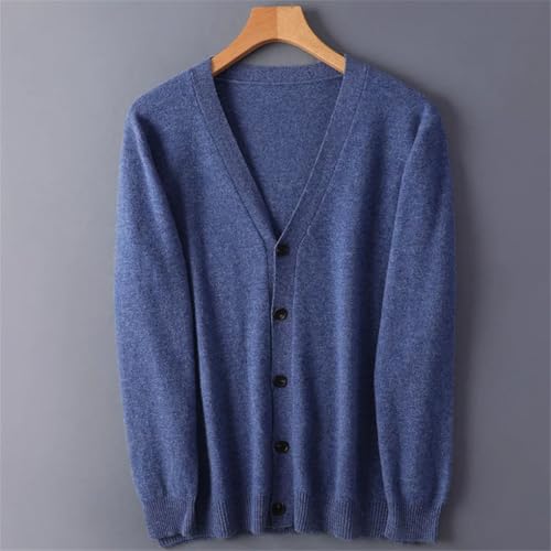 Mens Wool Cardigan Sweater Solid Color V Neck Long Sleeved Single Breasted Loose Casual Sweater2