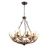 TFCFL Rustic Antler Chandelier with 6 x E12 Lights Farmhouse Resin Chandeliers for Countryside Style Decoration Vintage Antler Chandelier Lamp for Dining Room Living Room
