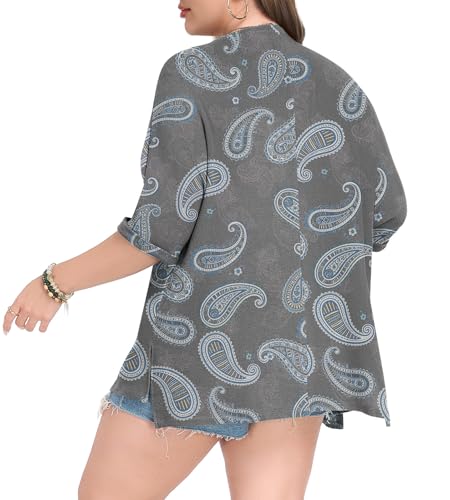 Image of Lastshe Womens Plus Size Cardigan Short Sleeve Lightweight Loose Cover Ups Open Front Sweaters Summer Cardigan