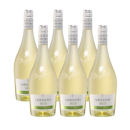 Maybach Secco Chardonnay (6 x 0,75l) – prickelnder Secco aus Deutschland, elegante Premium-Alternative zu Prosecco, fruchtig-frisch im Geschmack, ideal gekühlt genießen