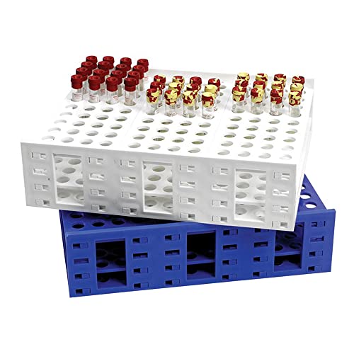 Heathrow Scientific HS120114 240-Well Mega Rack Double for 10 mL (16 mm) Tubes, White