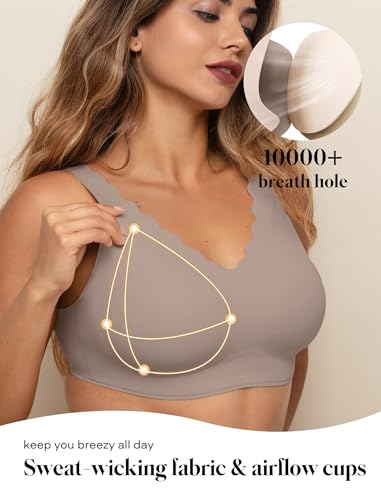 Image of COMFELIE Wireless Bra Seamless Comfort Everyday Bra for Women, Breathable Seamless Bra with Scallop Edges