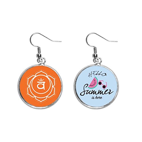 Pendientes de sandía y sánscrito budista para lóbulo de oreja en moda veraniega