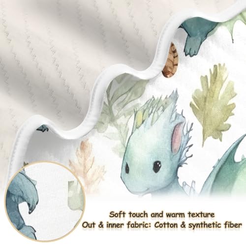 Image of Cute Dragon Baby Blanket Cotton Cozy Throw Blanket Warm Nursery Swaddle Receiving Toddler Blankets 30 inch x 40