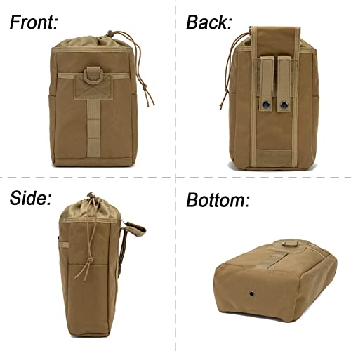 Valinov Molle Dump Pouch Folding Tactical Drawstring Magazine Pouches Roll-Up Utility Belt Ammo Pack 1000D Nylon Foldable Water-Resistant Bag With Carabiner (Tan) #TOP3