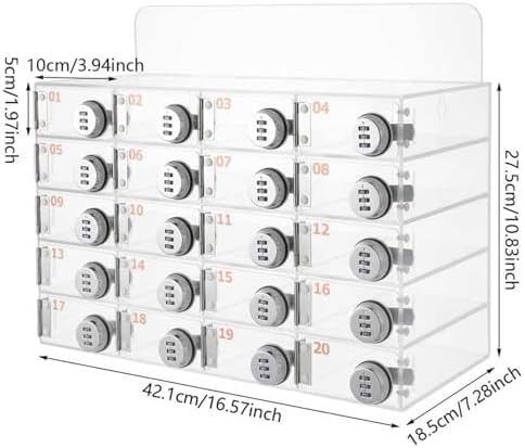 Wall-Mounted Cell Phone Locker Box, Secure Acrylic Storage with Door Locks & Keys, Ideal for Classrooms, Schools, Factories, Gyms - 9 Compartments for Students