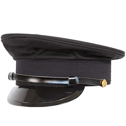 Levine Hats Mens Deluxe Chauffeur Limousine Driver Hat Fitted Quality Doorman Cap (Medium - fits 7 to 7 1/8 Black)