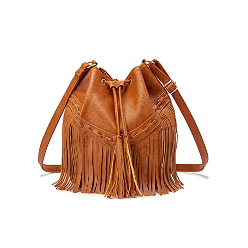 Sac seau pour femme marron en cuir souple chic et intemporel