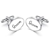 HONEY BEAR Mens Oval Wedding Cufflinks with Gift Box (Groom)