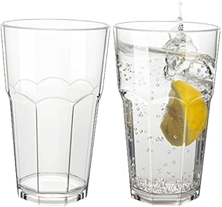 COOKY.D Unbreakable Water Juice Glasses 340 ML / 12 OZ Tritan-Plastic Stackable Drinking Cups, BPA-Free, Dishwasher Safe, Set of 2