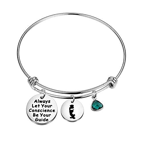 KUIYAIAlways Let Your Conscience Be Your Guide Keychain Jiminy Cricket Quote Keychain Motivation Gift