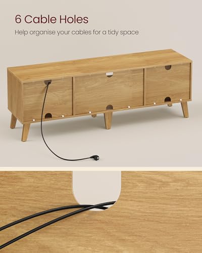 VASAGLE TV Stand Unit, Entertainment Center with Adjustable Shelf, for 65 Inch TVs, 147 cm Long Media Console Table, Transitional Style, for Living Room, Bedroom, Natural Oak and Cream White LTV556Y01 - Image 4