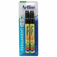 Artline 70, 107067, Permanent Markers, Hangsell, Bullet Nib, 1.5mm, Black, 2 Pack