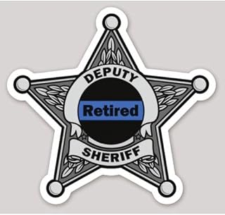2 Inch Thin Blue Line Retired Deputy Sheriff Badge Vinyl Sticker