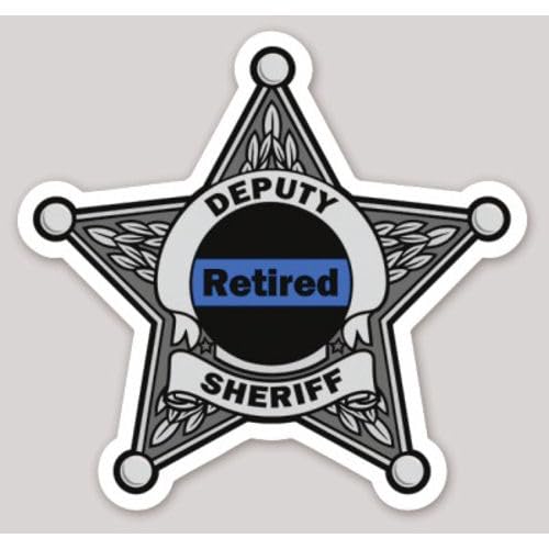 2 Inch Thin Blue Line Retired Deputy Sheriff Badge Vinyl Sticker