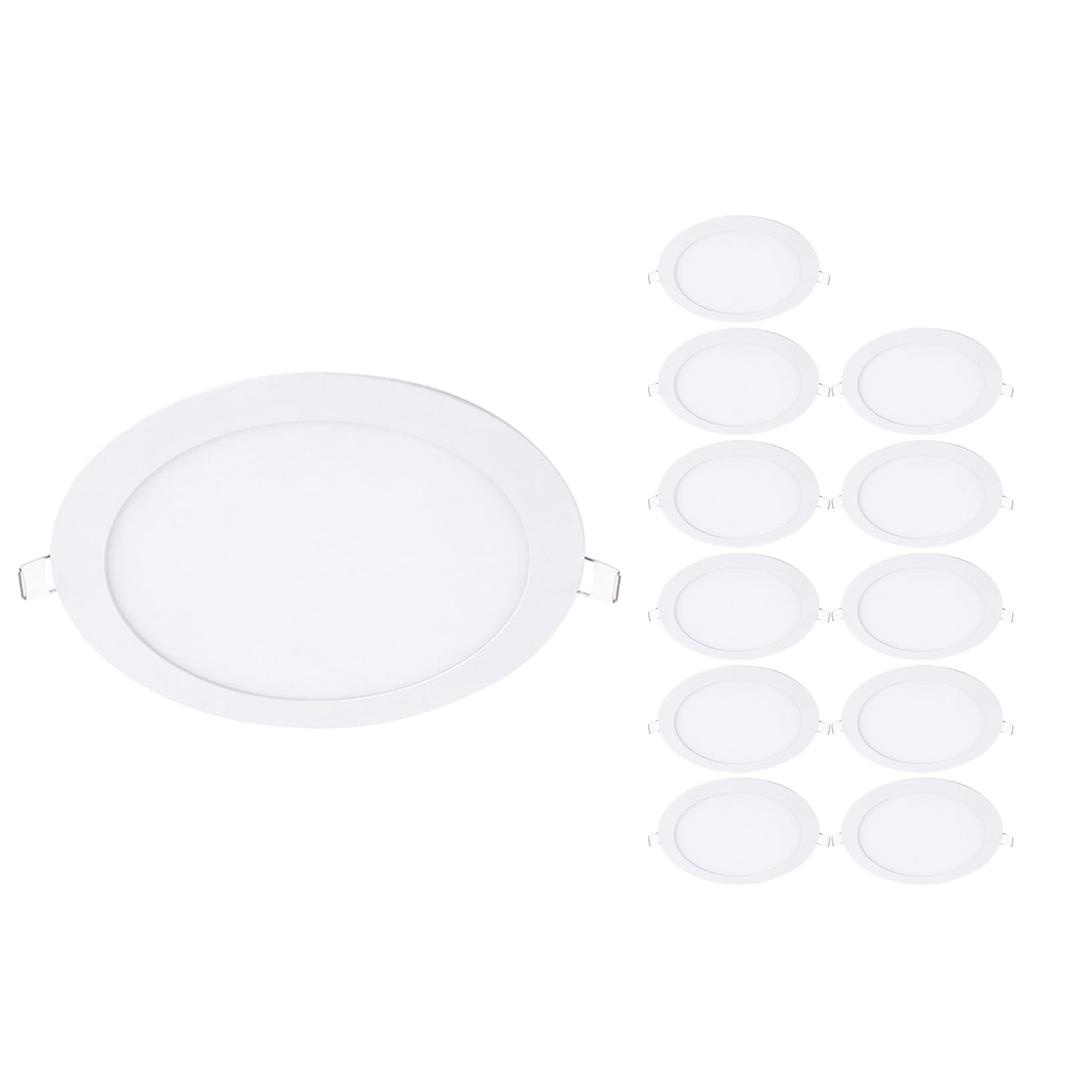 VOGHMOLD 9W Ultra Slim LED Downlight 6 inch, 3000K Recessed Ceiling Light, Cut Φ130-140mm, AC85-265V Flush Mount Spotlights Aluminum Round Panel Lights for Office Hallway, 12 Pack
