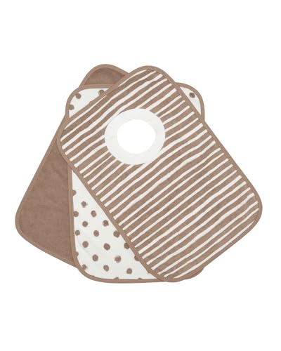 Kindsgard Schlupflätzchen 3er-Pack „happaklat“ – Punkte Braun – 75% Bio-Baumwolle – weich, saugfähig & waschbar – ideal für Babys & Kleinkinder – einfach über den Kopf ziehen