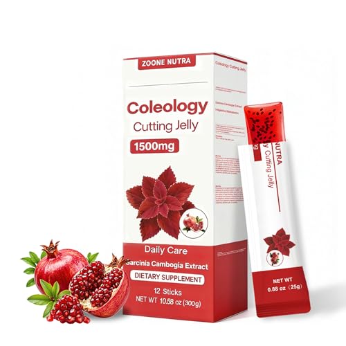 Zoone Nutra Coleology Cutting Jelly Korean Jelly Stick for Weight Management Helps Control Appetite & Supports Metabolism with Garcinia Cambogia HCA Chia Seeds & Pomegranate Flavor 12 Sticks