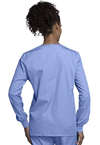Cherokee Women's Snap Front Warm Up Jacket, Ciel, Large