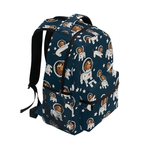 Space Dachshund Dog Blue Backpack for School Boys Girls Adults Kids Bookbag Laptop Bag 18L2