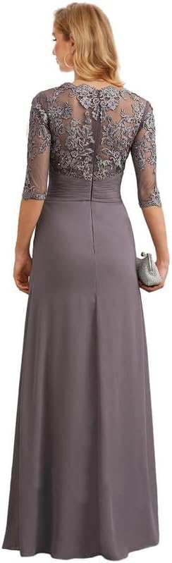 Mother of The Bride Dresses Long Chiffon Lace Wedding Guest Dresses for Women Ruched Formal Evening Gown Prom Dress - Image 2