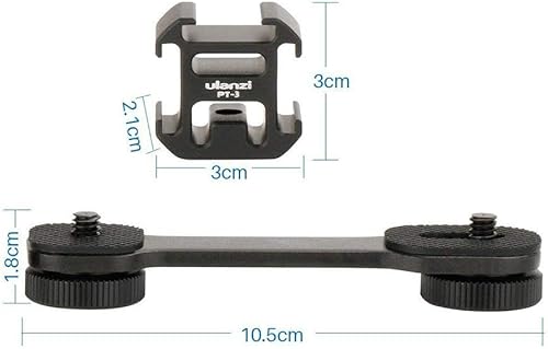 Miniatura 13 de ULANZI Adaptador de montaje de zapata fría triple PT-3 de aluminio para cardán (DJI Osmo Mobile 23, Zhiyun, Feiyutech), barra de extensión de
