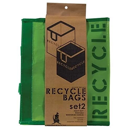 G.u.s. Recycle Bins For Home Kitchen, Office | Waterproof, Durable, Easy To Wash, Reusable Recycling Bags W/ Extra Sturdy Handles | Can Be Used For Garden Clippings, Compost | Set Of 2 #TOP3