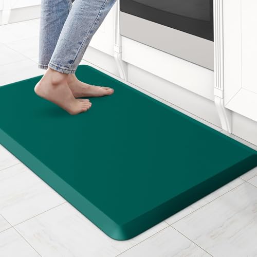 KitchenClouds - Alfombrilla de cocina acolchada antifatiga, 43,9 x 71,1 cm, impermeable, antideslizante, cómoda, para estar de pie, para zona de fregadero, escritorio, despacho, hogar (verde oscuro)
