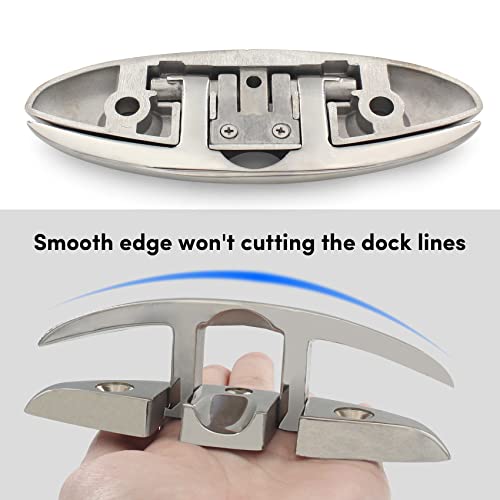 Wtmore Folding Boat Cleat 6 Inch, Boat Folding Cleat, Marine 316 Stainless Steel Flip Up Boat Cleat With Fasteners (4 Pack) #TOP3