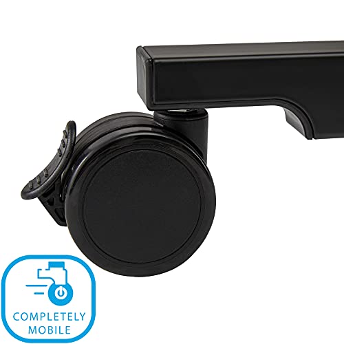 Seville Classics Airlift Height Adjustable Pneumatic Laptop Sit Stand Desk Mobile Rolling Cart Computer Workstation For Home Office, Classroom, 24" Desktop, Black #TOP5