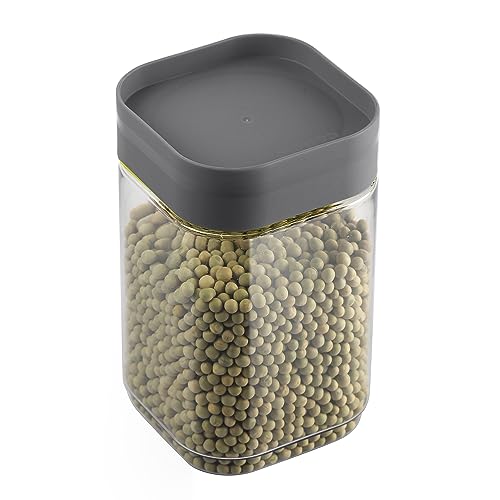 Image of CELLO Modustack Square Containers (1600 ml), Assorted| Stackable | For Grains, Pulses, Spice, Cereals, Cookies, Dry Fruits | Fridge Storage Container