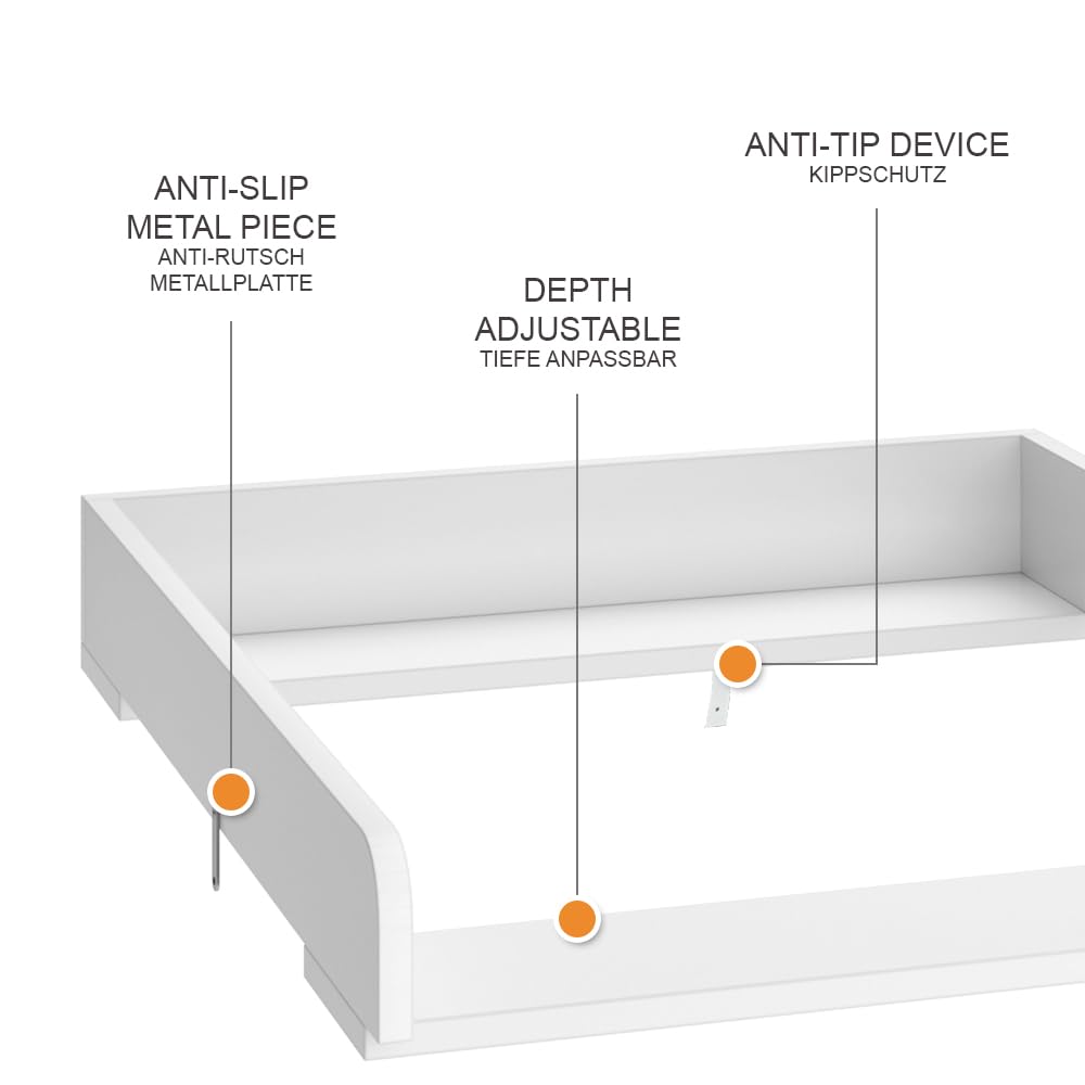 Vicco Plan à Langer Wicko, Blanc, 60x76cm, pour Une Utilisation comme Plan à Langer sur des commodes Standard