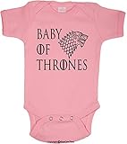 BeeGeeTees Baby of Thrones Stark Winter is Coming Romper Funny One Piece (12 Months, Pink)