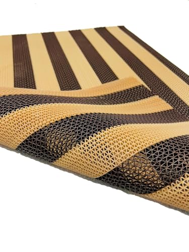 Image of Double Colour Anti Skid & Multipurpose /Bathroom Mat /Shower Mat /Carpet /Rugs /Rainmat /Swimming Pool Mat|Waterproof Doormat for Indoor /Outdoor Home Office Entrance| (Beige-Brown, 2x10Ft)