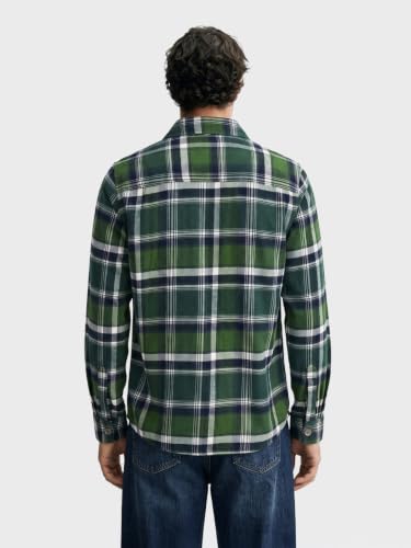 Image of The Indian Garage Co Men Regular Fit Checkered Full Sleeves Spread Collar Double Flap Pocket Casual Over Shirt