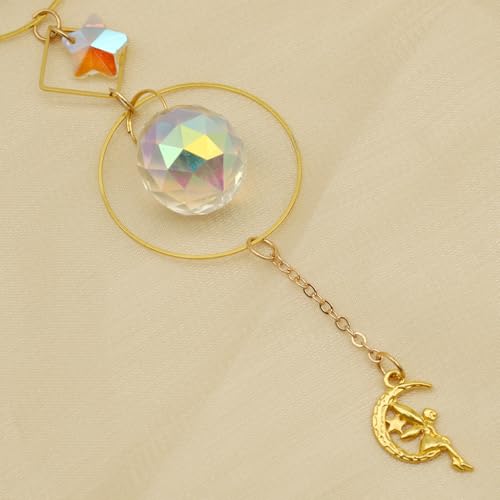 Image of HASTHIP Sun Catcher Hanging for Home Decor 12.9 inches Hanging Multi-Faceted Dazzling Star Charm Reflective Colorful Sun Catcher Suns Light Catchers Shining Hangings for Room Decor
