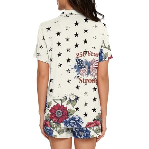 Image of Women's Short Sleeve Sleepwear Pajamas Nightwear with Pockets | skin-friendly breathable material resists pilling fading and deformation after repeated washing