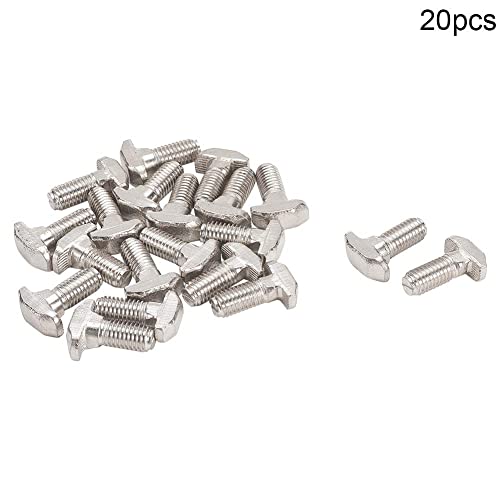 Image of Auniwaig M6 x 20mm T-Slot Drop-in Bolts, T-Bolts, Carbon Steel, Silver, 20pcs