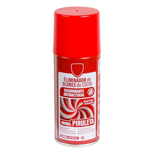 Eliminador de Olores Especial para de Automóvil: Elimina Olores y Humedad, Destruye Hongos y Bacterias, Uso Fácil y Rápido - Aire Fresco y Limpio en Tu Coche 150ml, Olor Piruleta - 1 Unidad