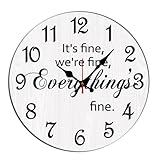 Horienteeon Orologio da parete motivazionale It's Fine, We'Re Fine, Everything's Fine silenzioso senza ticchettio orologio da scrivania decorativo per soggiorno, casa, ufficio, scuola, cucina