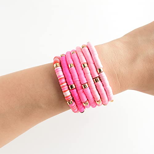 Colorful Heishi Clay Bead Bracelet Set for Women Stackable Vinyl Disc Polymer Beaded Stretch Bracelets Preppy Bohemian Summer Beach Bracelets Jewelry4