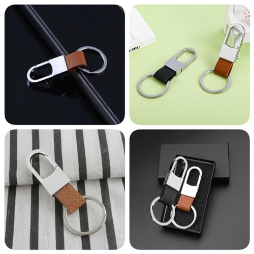 AstonAndia Leather 2 Pcs Key Chain for Car and Bike - Fashion Keychain for Men and Women - Bag Hanging Key Ring With Box, Brown