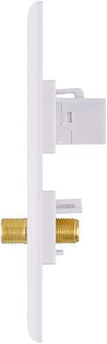 Vista 21 de Placa de pared coaxial Ethernet, 2 puertos Cat6 Keystone hembra a hembra, 1 puerto tipo F conector coaxial Keystone placa de pared - Blanco