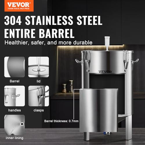 Image of VEVOR Fermentation Tank 16 Gal,Stainless Steel Beer Brew Fermentor, Brew Bucket Fermentor for Home Brewing with Conical Base Brewing Equipment